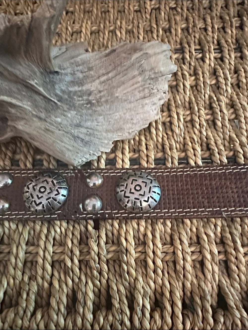 Vintage La Doppia Vita brown leather silver medallion 37/95 western belt